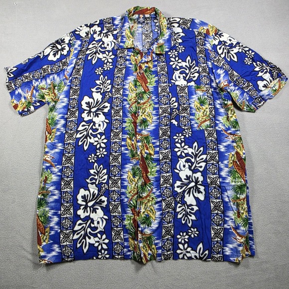 Caribbean Fun Other - Caribbean Fun shirt Mens XXL Blue Floral Print Hawaiian Aloha
